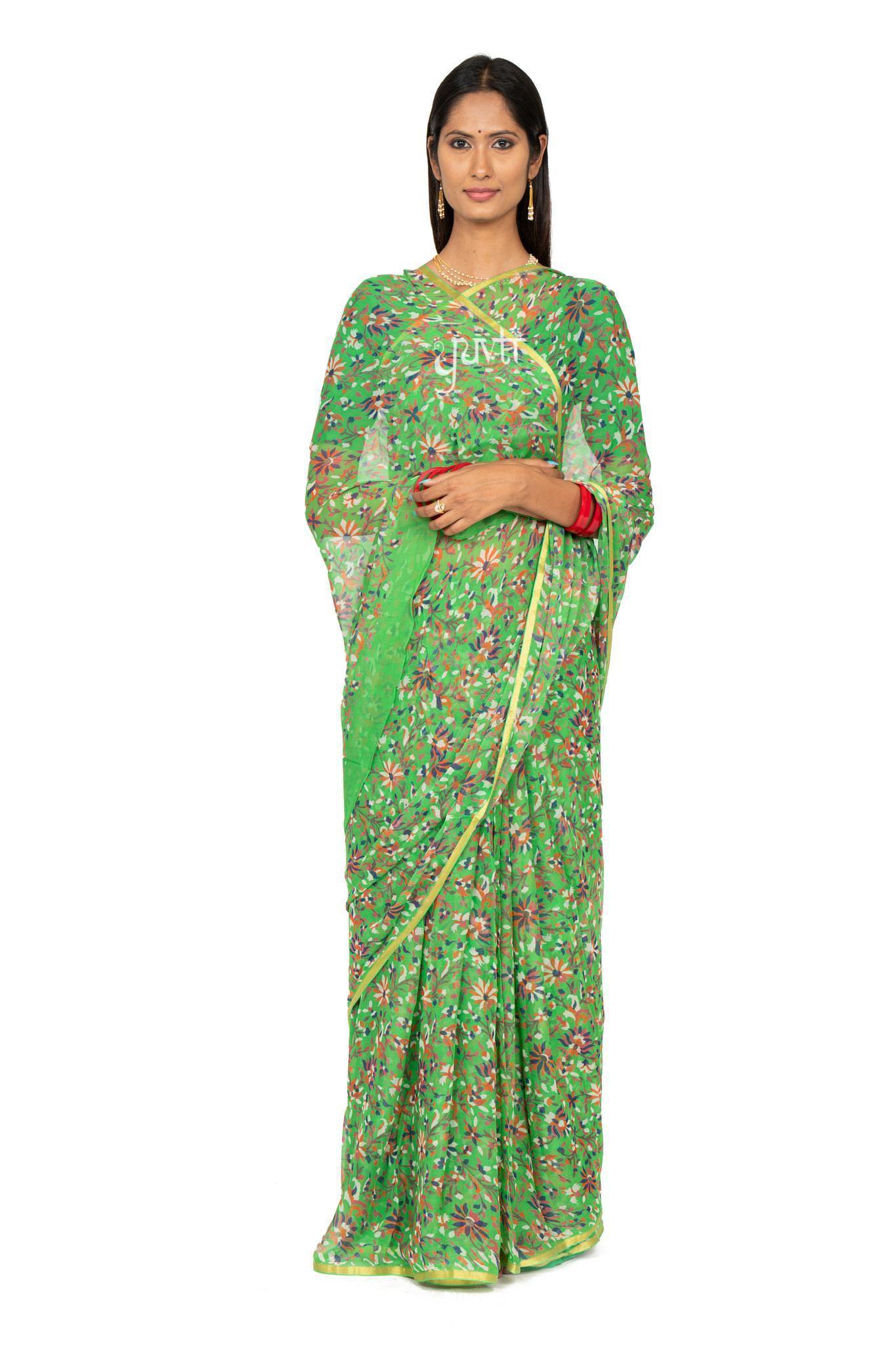 Printed Viscose Chiffon Saree - Yuvti
