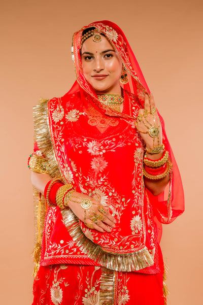 Aari Salma Red Rajputi Poshak