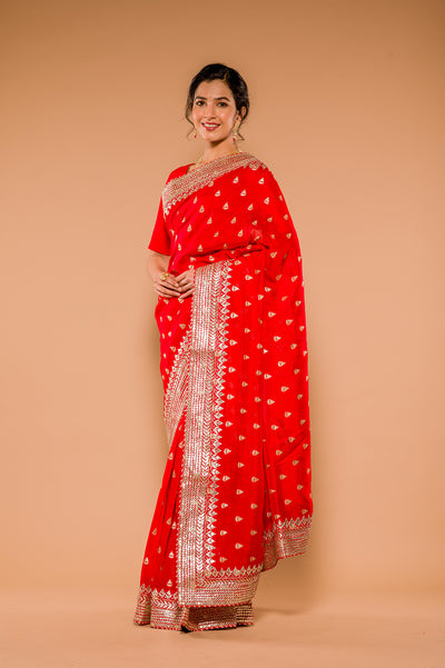 Gota Patti Red Organza Saree
