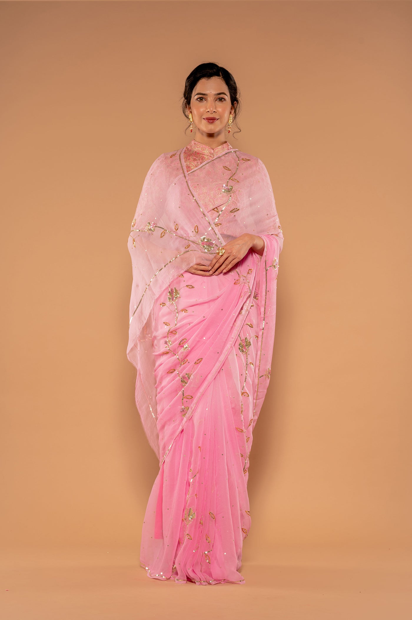 Sequins Pink Saree