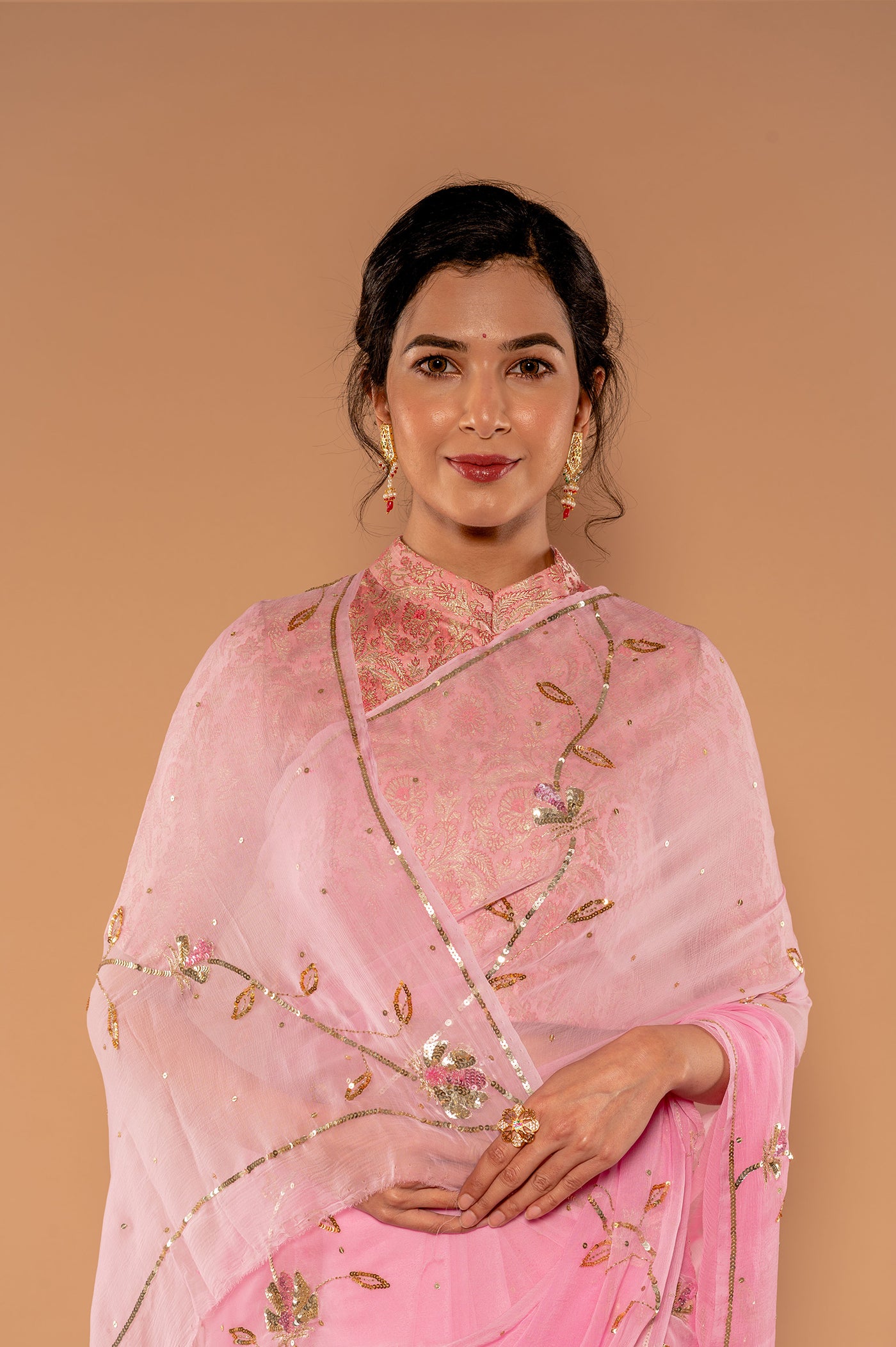 Sequins Pink Saree
