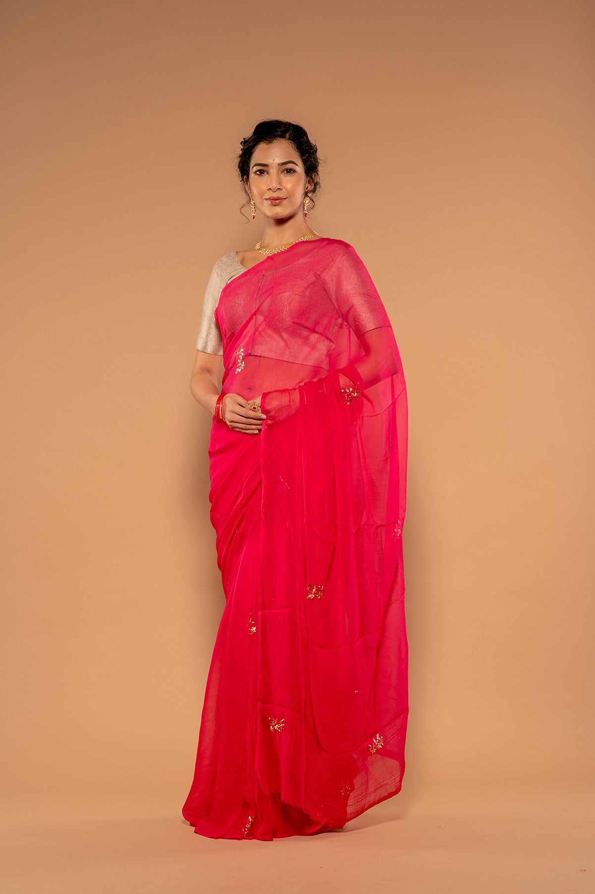 Mughal Mukesh Rani Viscose Chiffon Saree