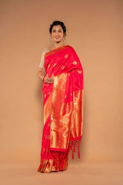 Zari Weaving Rani Dola Silk Saree