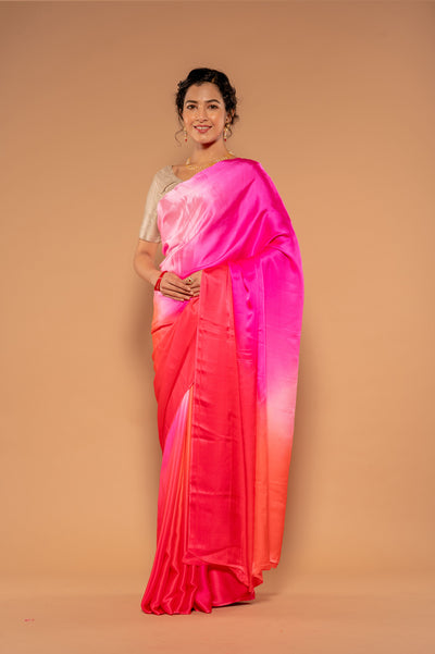 Multi Color Gajri Pink  Saree