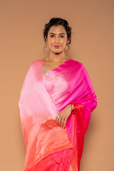 Multi Color Gajri Pink  Saree