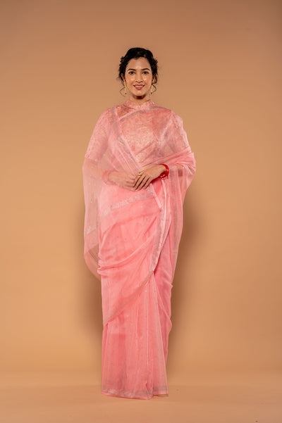 Swarovski Pink Organza Saree