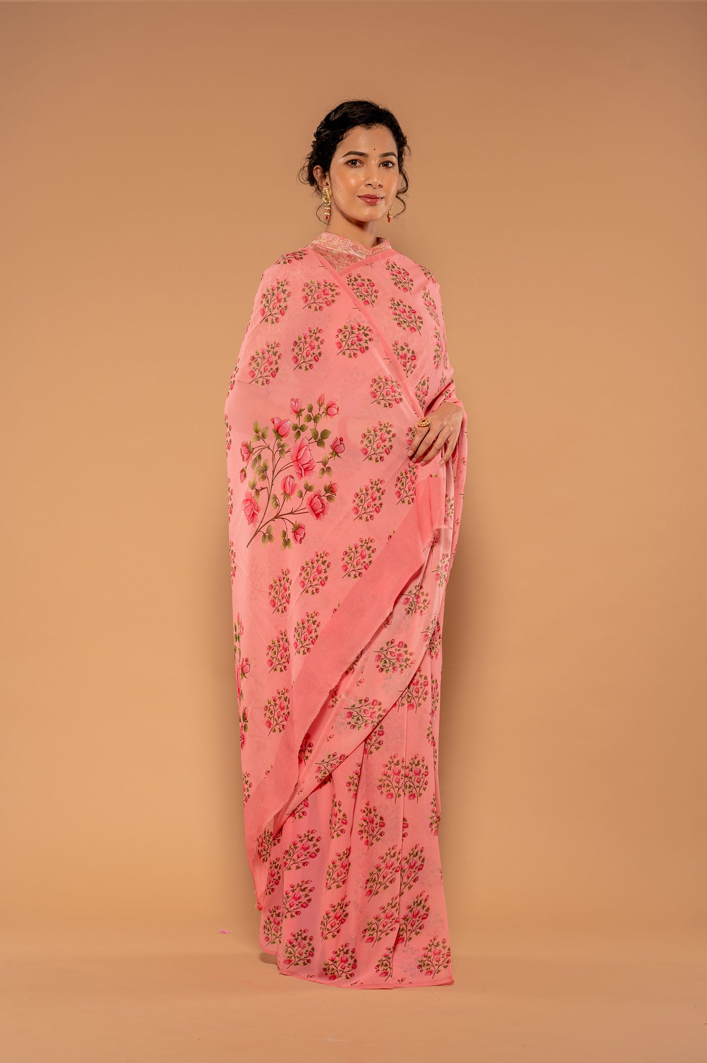 Printed Pink Saree