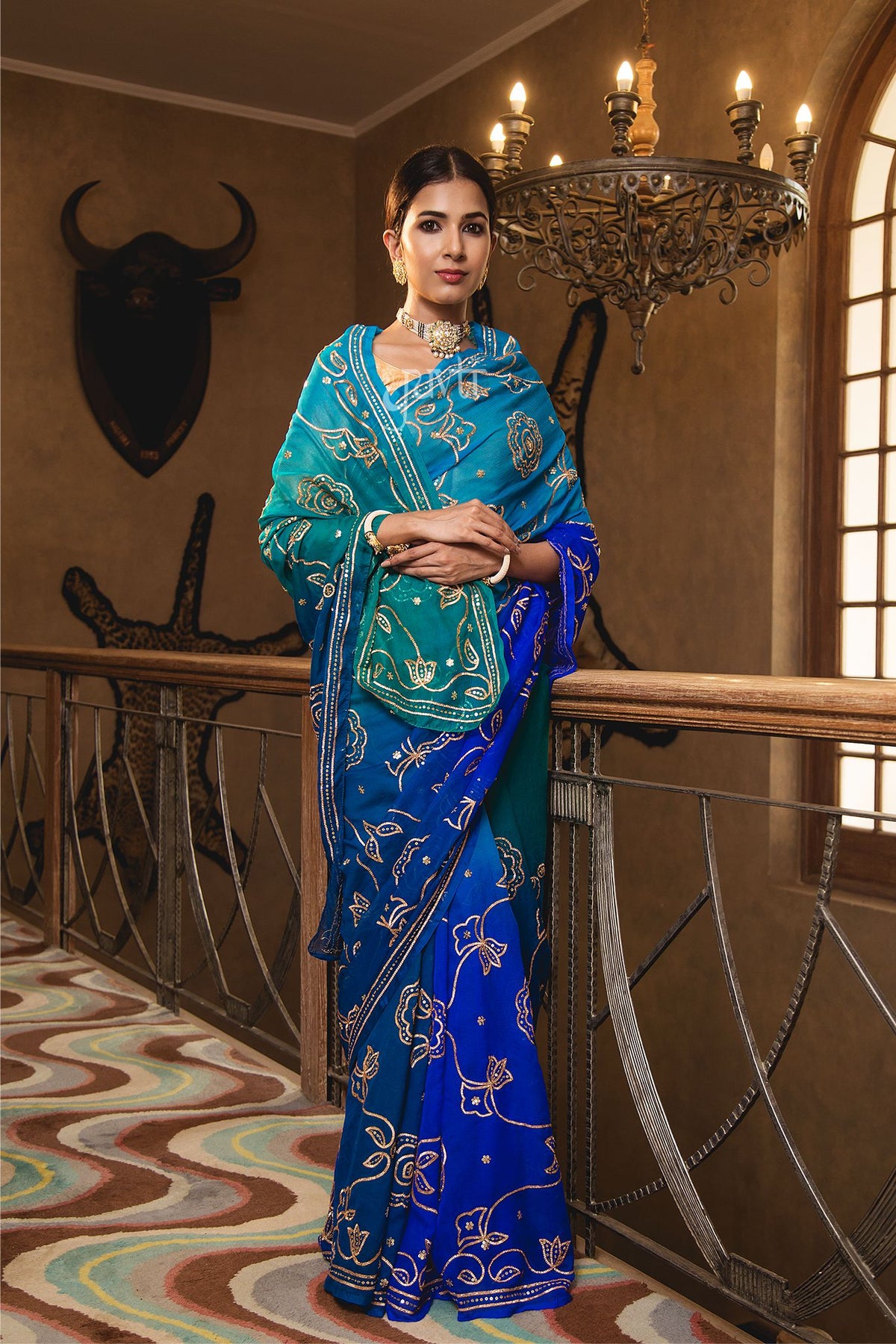 Peacock Sikhiya & Sequins Saree - Yuvti