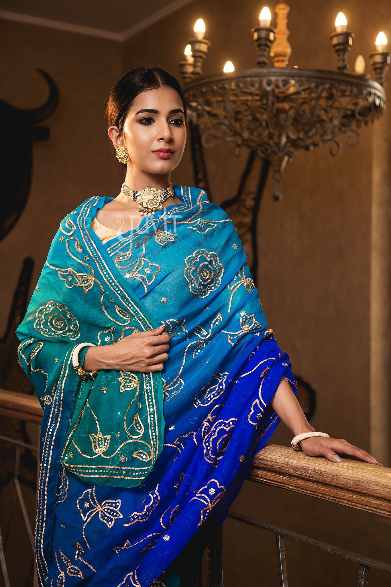 Peacock Sikhiya & Sequins Saree - Yuvti