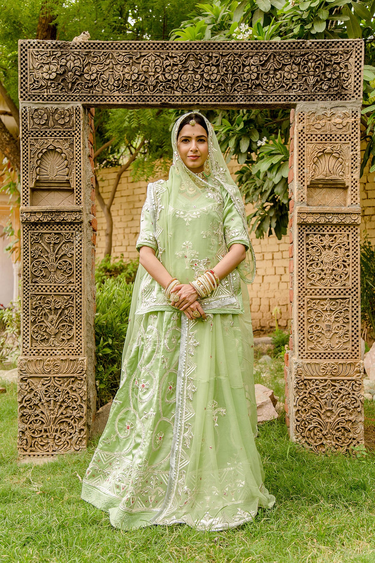 Satin Silk Sea Green Rajputi Poshak