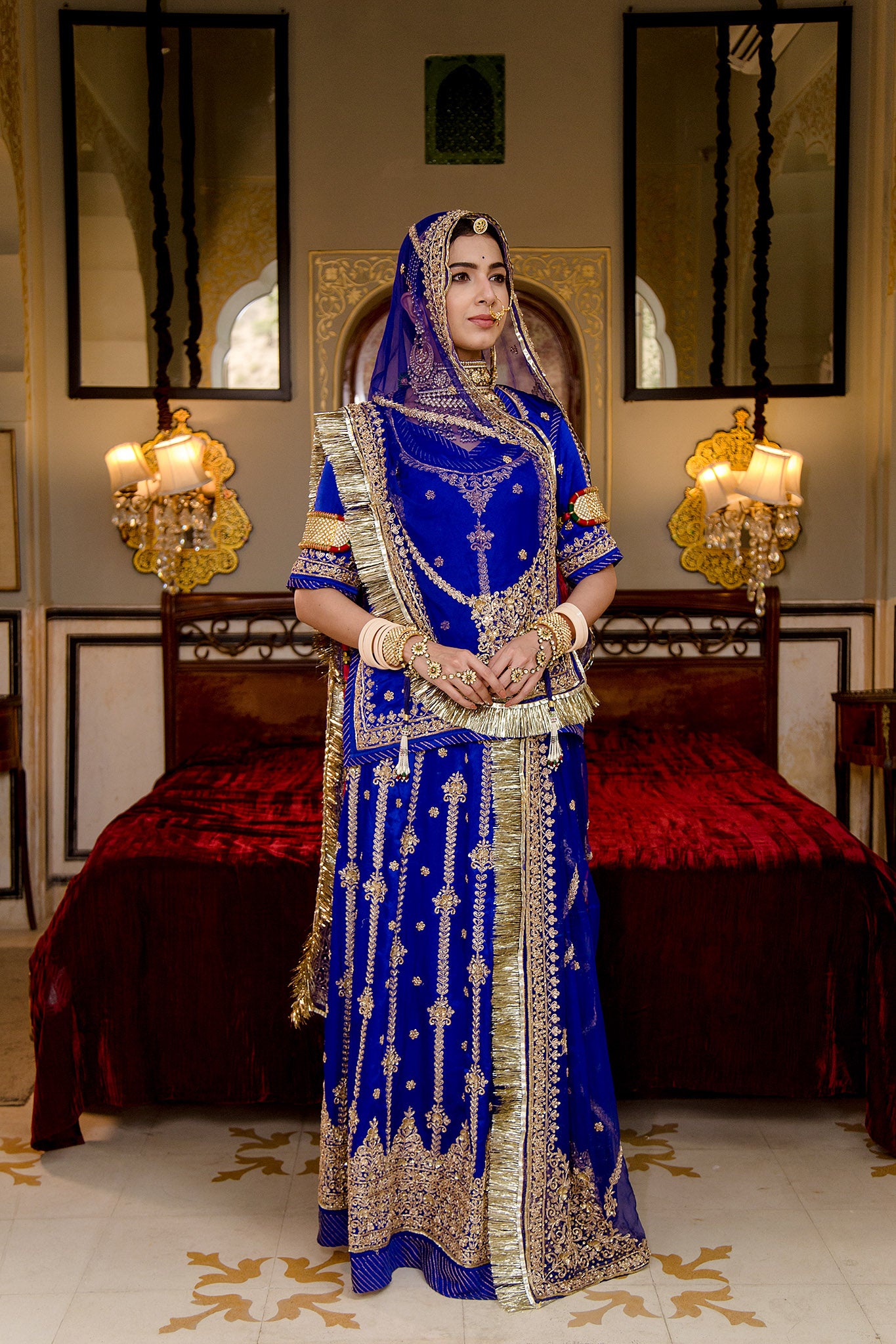 Shop Royal Blue Rajputi Poshak – Rajasthani Dress for Women Shop Royal Blue Rajputi Poshak – Rajasthani Dress for Women